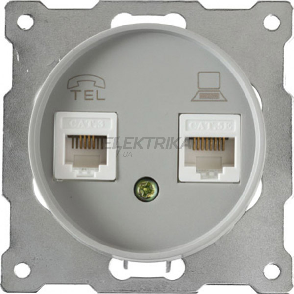 Розетка телевізійна/комп'ютерна RJ11/RJ45 кат.5e Florence, сіра