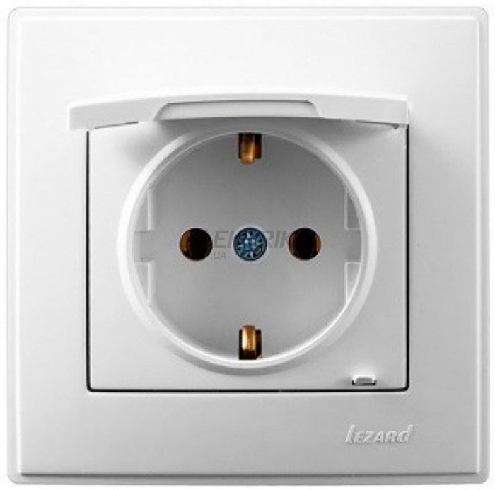 Розетка Lezard Lesya із заземленням із кришкою білий (705-0202-123)