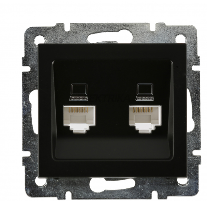 Розетка комп'ютерна подвійна Lezard Rain антрацит (703-4288-141)