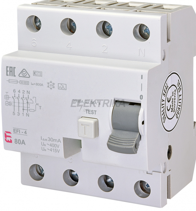 Дифф.реле (ПЗВ) ETI EFI-4 A 80/0.03 002062545