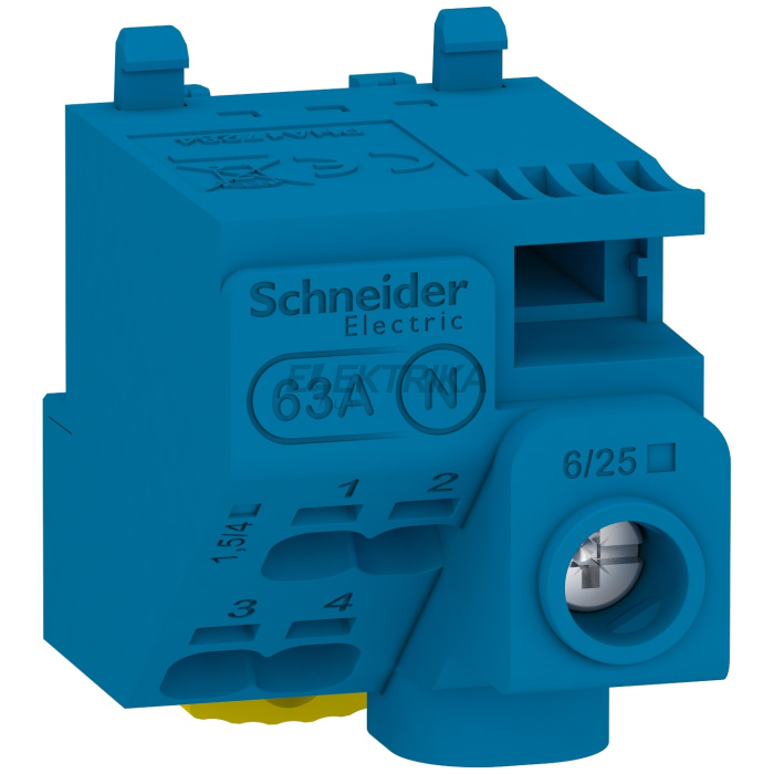 Клемний блок N, 5 виходів, 1x25 мм² + 4x4 мм², Schneider Electric LGYT1N05