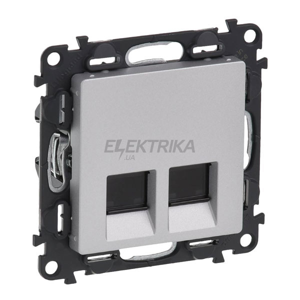 Розетка подвійна RJ45 Кат.6 UTP, алюміній, Valena LIFE