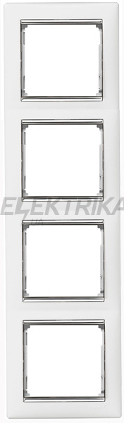 Рамка вертикальна, білий/срібний штрих, 4-постова, Valena