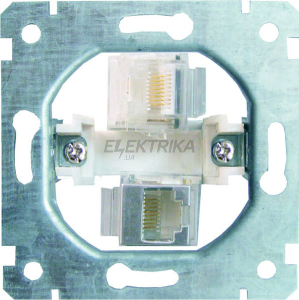 Механізм e.mz.16172.rj.12.45 розетки 2+1 телефон+комп'ютер під Jack RJ12, RJ45