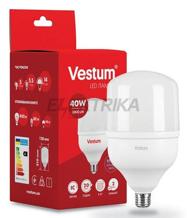 Світлодіодна лампа Vestum LED T120 40W 6500K 220V E27 (1-VS-1603)