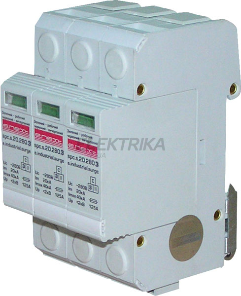 фотоРозрядник перенапруги e.industrial.surge.spc.s.20.280.3, клас С, 3р, 280В
