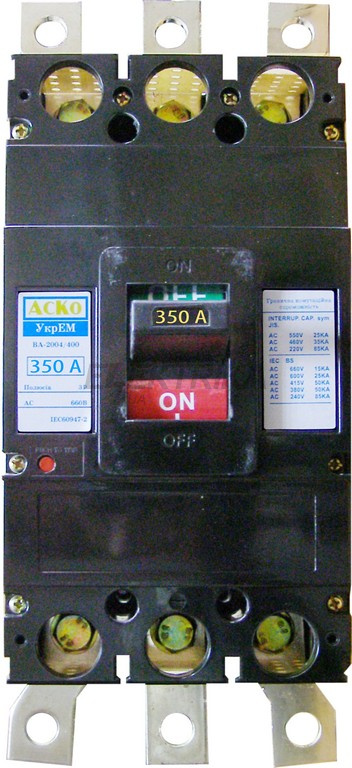 Силовий автоматичний вимикач УкрЕМ ВА-2004/400 3р 350А АСКО