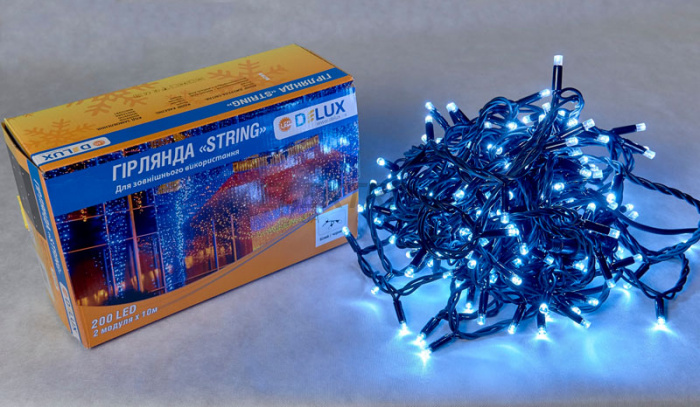 Гірлянда зовнішня DELUX STRING 200LED 20m білий/чорний IP44 EN (90009110)