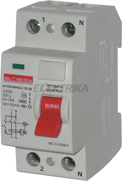 Вимикач диференціального струму (дифавтомат) E.NEXT e.rccb.stand.2.40.10 2р, 40А, 10mA (s034008)