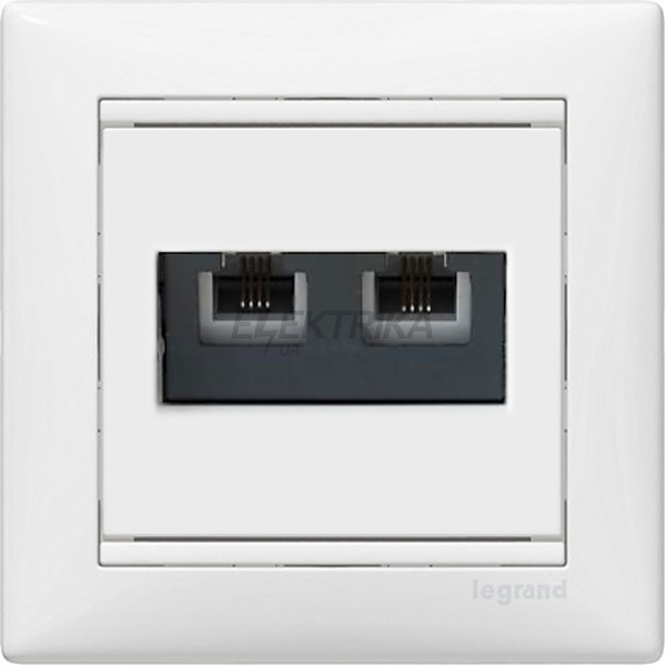 Телефонна розетка RJ 11-4-контакту-2-виходу, білий, Valena