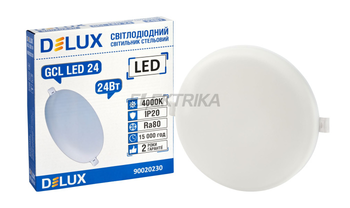 Світильник світлодіод. DELUX GCL LED 24 4000К 24Вт 230В ROUND (90020230)