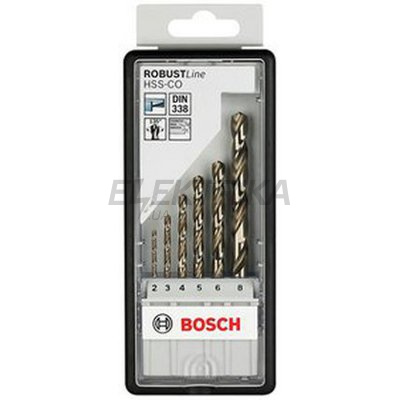 Набір із 6 свердл по металу Robust Line HSS-Co 2; 3; 4; 5; 6; 8 мм