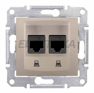 Комп'ютерна розетка подвійна RJ45 кат.6 STP Schneider Electric Sedna титан (SDN5000168)
