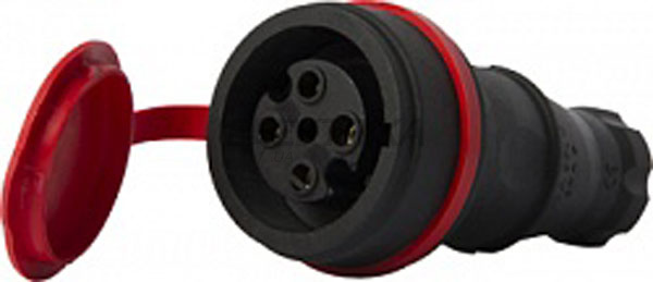 Силова розетка переносна із захисною кришкою каучукова e.socket.rubber.061.16, 4п., 16А