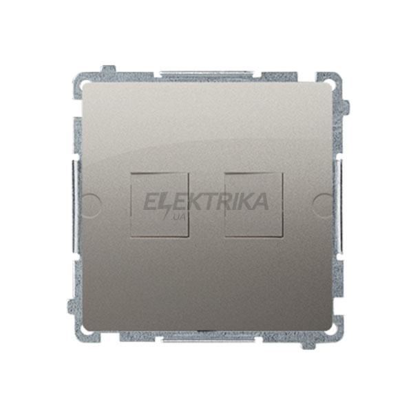 Адаптер Simon Basic 2xRJ45 Keystone металевий суппорт, сатин