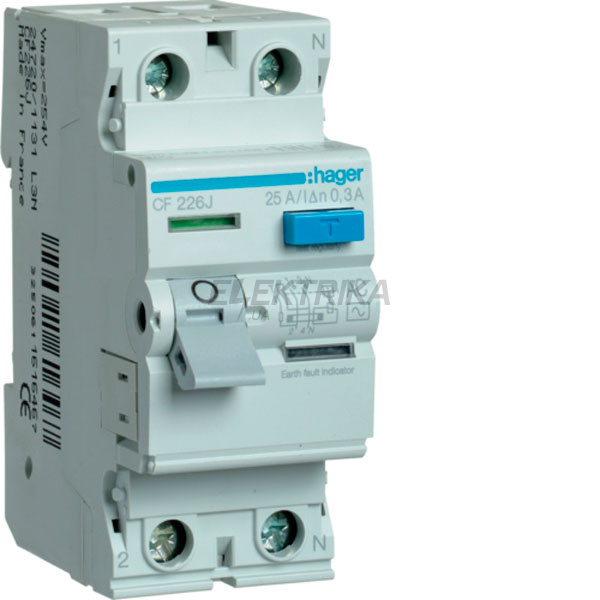 Пристрій захисного відключення 2P 25A 300mA AC