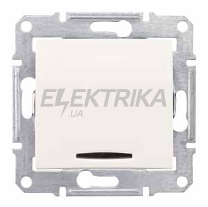 Вимикач 1-клавішний із червоною індикацією Schneider Electric Sedna слонова кістка (SDN0400323)