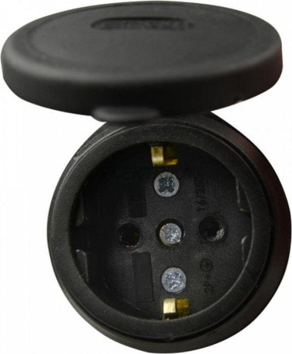 Розетка каучукова із захисною кришкою АСКО-УКРЕМ 2Р+PE 16А IP44 (A0250010004)