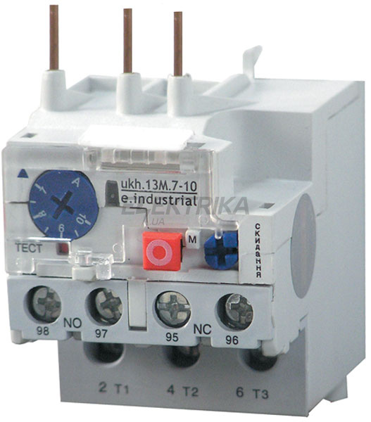 Теплове реле e.industrial.ukh.13M.5, 5.8, номін. Струм 13А, діап. регул. 5,5-8 А, малогабаритне
