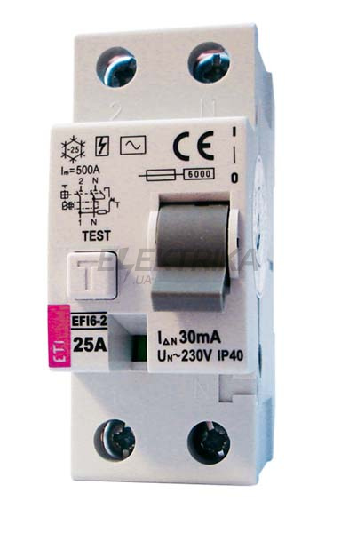 Реле диференціальне (ПЗВ) EFI6-2 25/0,03 AC (6кА)